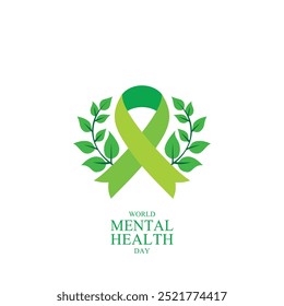 Vector Illustration on the theme World Mental Health Day. Ribbon Vector design template good for celebration usage. flat design. On White Background.