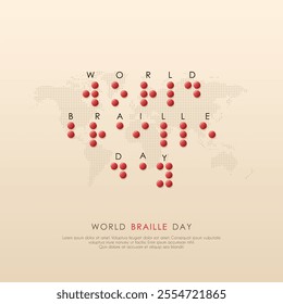 Vector illustration on the theme of World Braille Day on January 4th