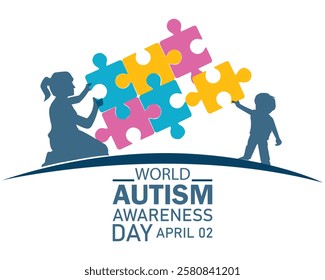 Vector illustration on the theme of World Autism awareness day observed each year on April 2nd across the globe.