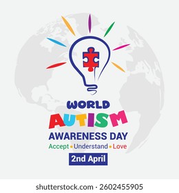 Vector illustration on the theme of World Autism Awareness Day is a global healthcare event celebrated on the 2nd of April every year SUITABLE FOR BACKGROUND, POSTER, STICKER, SOCIAL MEDIA 