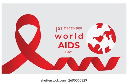 Vector illustration on the theme World Aids Day. HIV positive people support, tolerance poster design element. Red solidarity ribbon