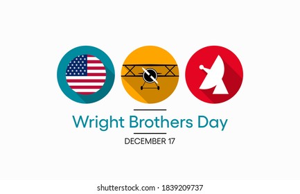 Vector Illustration On The Theme Of Wright Brothers Day Observed Each Year On December 17th.