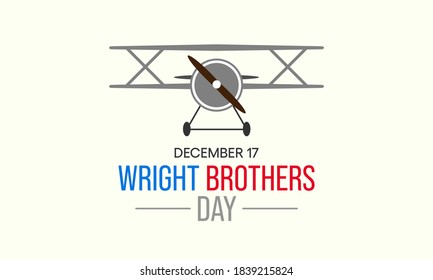 Vector Illustration On The Theme Of Wright Brothers Day Observed Each Year On December 17th.