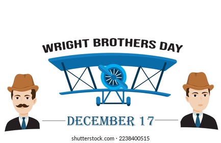 Vector illustration on the theme of Wright Brothers day observed each year on December 17th, flat vector