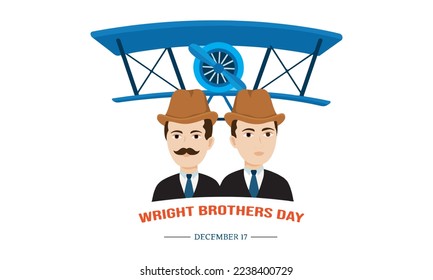 Vector illustration on the theme of Wright Brothers day observed each year on December 17th, flat vector