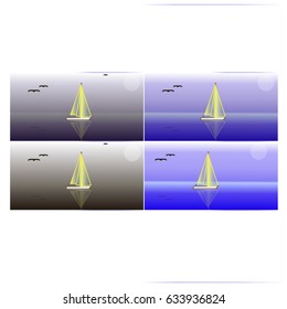 vector illustration on the theme of a yacht at sea
