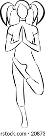 Vector illustration on the theme of yoga. Tree Pose.