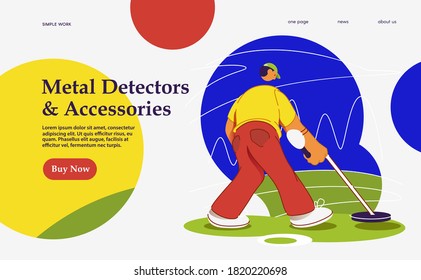 Vector illustration on the themes: metal detectors, hobby, treasure hunt, survival, camping, adventure, archaeology. The Digger.