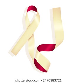 Ilustración vectorial sobre el tema de la Semana de Concientización sobre el Cáncer de Cabeza y Cuello, que se celebra cada año en abril.Una cinta en forma de bucle de color burdeos con un toque de marfil.Diseño de póster.