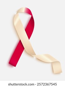 Vector illustration on the topic of Oral, Head and Neck Cancer Awareness Week, which is held every year in April.A ribbon in the shape of a loop of burgundy color with a touch of ivory.Poster design.