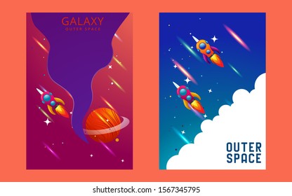Vector illustration on the topic of outer space, interstellar travels, universe. vector illustration