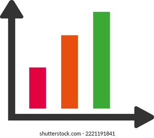 Vector illustration on transparent background of a bar graph. Statistical behavior. Rise of a value, graph of growth.