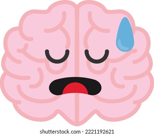 Vector illustration on transparent background of a sad human brain. Psychological and mental help, depression, sadness and melancholy.