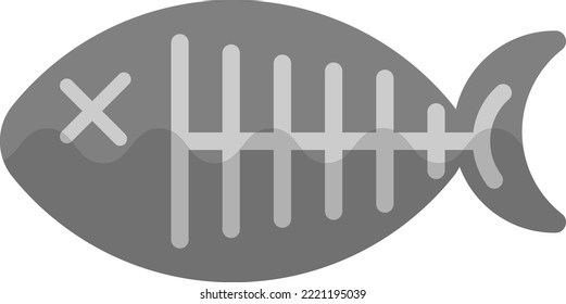 Vector illustration on transparent background of a dead fish, fish skeleton, fish killed by maritime pollution.