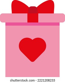 Vector illustration on a transparent background of a pink gift box with a heart. Gift of love to the couple. Valentine's day, celebrations and festivities.