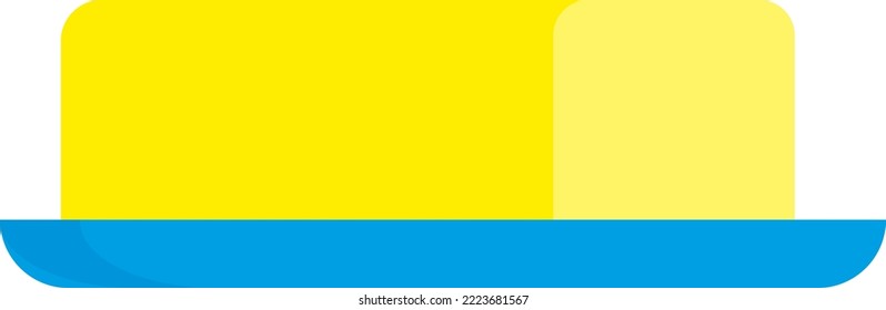 Vector illustration on transparent background, of a plate with a stick of yellow butter.
