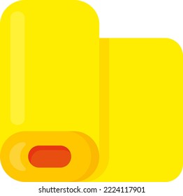Vector illustration on transparent background, roll of fabric or yellow paper. Wallpaper or gift paper. Bright yellow scroll.