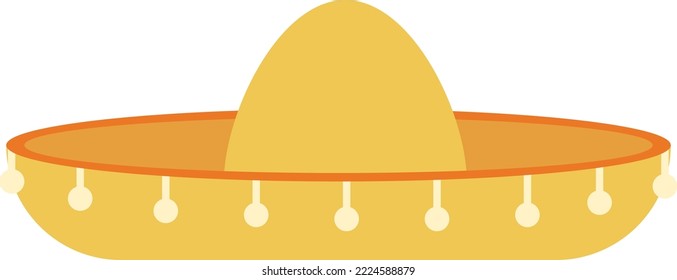 Vector illustration on transparent background, of a Mexican hat. Mexican and Latin culture, celebration and mariachis.