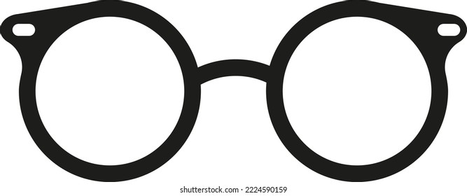 Vector illustration on a transparent background, of black glasses. Glasses frame, optics and vision icon. Geek and nerd symbol. Hipster glasses.