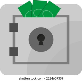 Ilustración vectorial sobre fondo transparente, de un dinero de custodia segura. Ahorra dinero y finanzas. Dinero bancario y de papel. A salvo.