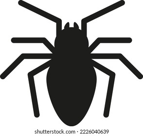 Vector illustration on a transparent background of a black icon of a spider. Weaver spider. Spider poison. Tarantula.