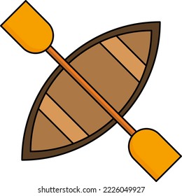 Vector illustration on transparent background, of a boat. Rowing boat. Navigation. Paddling on a lake. Lake camping activities.