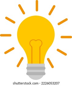 Vector illustration on transparent background, of a light bulb, electric light. Artificial light bulb glow. Ideas and creativity.