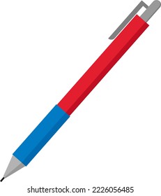 Vector illustration on transparent background, of a red pen. Mechanical pencil. Write and sign documents.