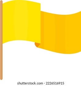 Vector illustration on transparent background, of a yellow flag waving in the air. Flagpole with yellow flag, signal.