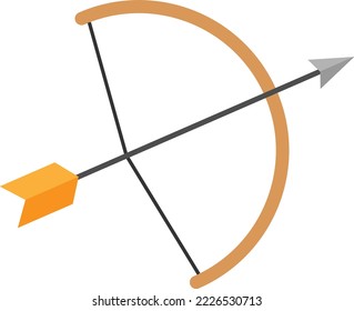 Vector illustration on a transparent background, of a bow and arrow. Shoot a bow. Hunter.
