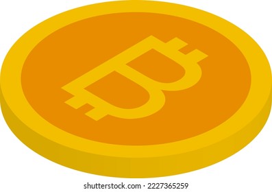 Vektorgrafik auf transparentem Hintergrund, einer goldenen Münze mit dem Bitcoin-Symbol. Isometrische Illustration von gelber Münze. Bitcoin und kryptowährende elektronische Brieftaschen, Blockchain.