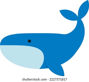 Vector illustration on transparent background, of a blue whale, giant whale icon. Marine life, marine mammal. Danger of extinction.