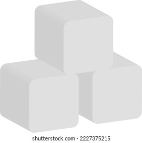 Vector illustration on transparent background, of white sugar cubes. Sweet cubes to sweeten drinks. Isometric drawing of sugar.