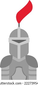 Ilustración vectorial sobre fondo transparente, de una armadura de caballero medieval metálico.