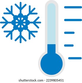 Vector illustration, on a transparent background, of an environmental thermometer. Measurement of low temperatures. Extreme cold and winter weather.