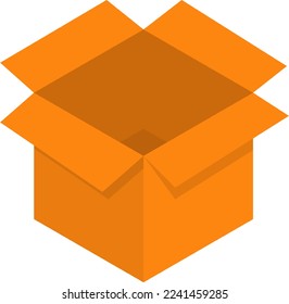 Vector illustration, on a transparent background, of a cardboard box for parcels and mailings, product packaging. Cardboard recycling. Open box.
