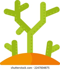 Vector illustration, on transparent background of a green cactus. Cacti in the desert. Drought, desert vegetation.