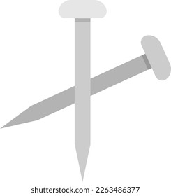 Vector illustration, on transparent background, of nails icon. Metal nails, iron. Cross stitching.
