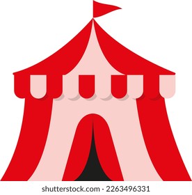 Vector illustration, on transparent background, of circus icon. Big top. Festival.