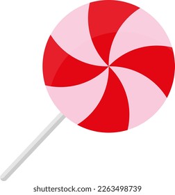 Vektorgrafik auf transparentem Hintergrund, von Lollipop. Roter Erdbeerlollipop. Süßigkeiten.