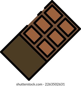 Vector illustration, on transparent background of chocolate bar icon. Dark chocolate squares. Candy and sweets.