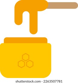 Vector illustration, on transparent background of honey jar. Natural honey, bee product. Honey spoon, sweet ingredient.