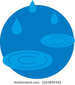  Vector illustration, on transparent background of rain and puddle icon. Drops of water falling. Rainy day.