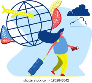 Ilustración de vectores sobre el tema del viaje