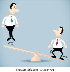 Vector illustration on two businessman swaying each other