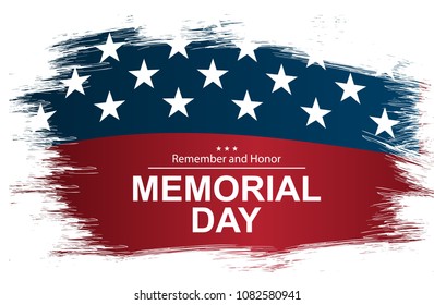 Vector illustration on USA National Memorial Day. USA flag as background.