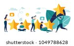 vector illustration on white background. the best estimate of performance, the score of five points. people leave feedback and comments, successful work is the highest score vector