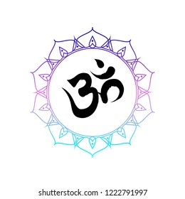 Vector illustration on the white background - hinduism symbol.