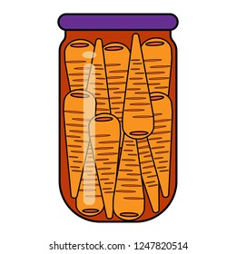 Vector illustration on white background. canned carrots in a glass jar