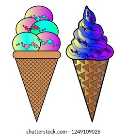 Vector illustration on white background. ice cream cone